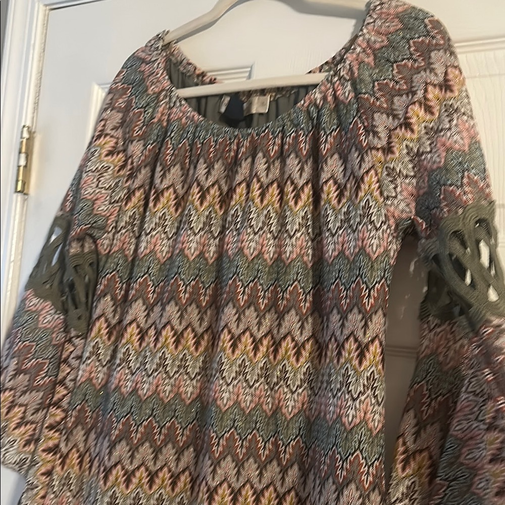 Boho Chic Multicolor Patterned Blouse - image 5